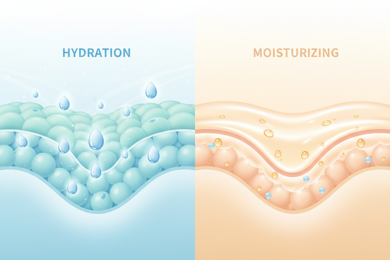 image that represents hydration vs moisturizing 