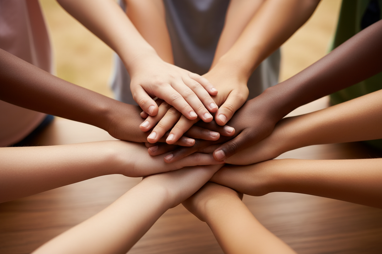 tween hands showing different skin colors